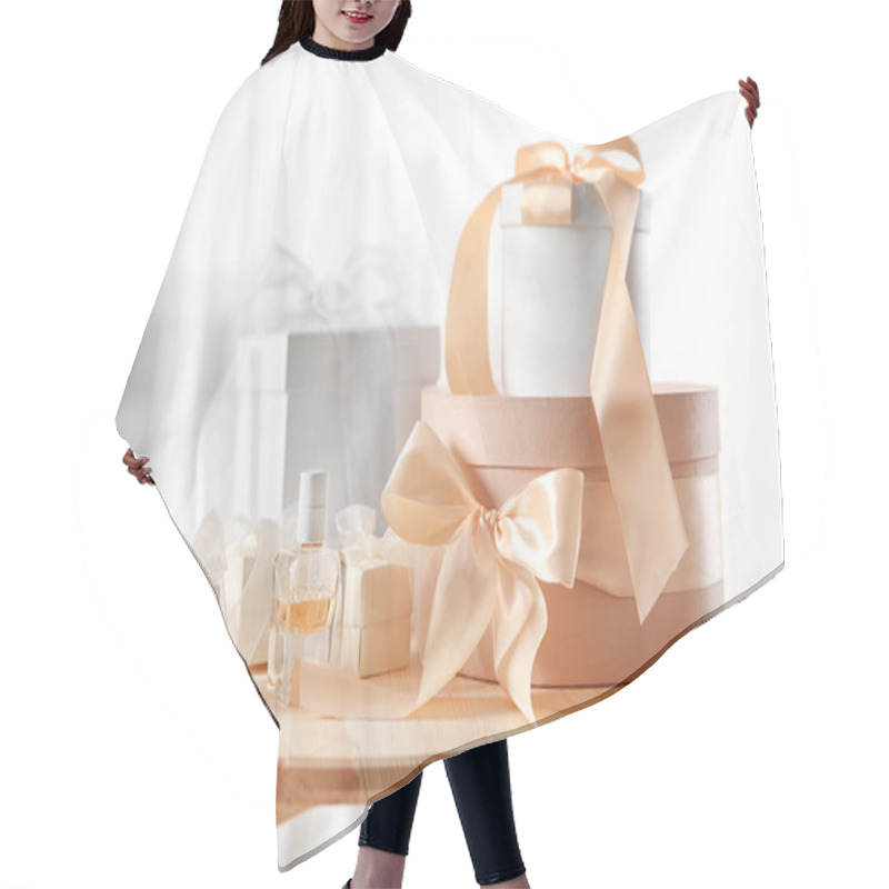 Personality  Table With Gift Boxes  Hair Cutting Cape