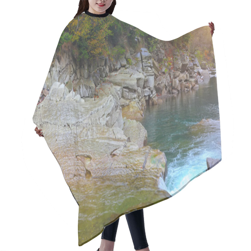 Personality  Rapids On A Rocky Mountain River In Autumn Hair Cutting Cape