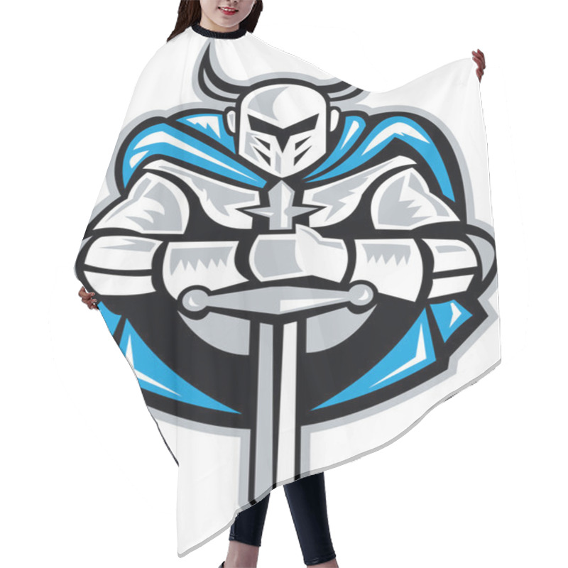 Personality  Knight With Sword And Cape Front Retro Hair Cutting Cape