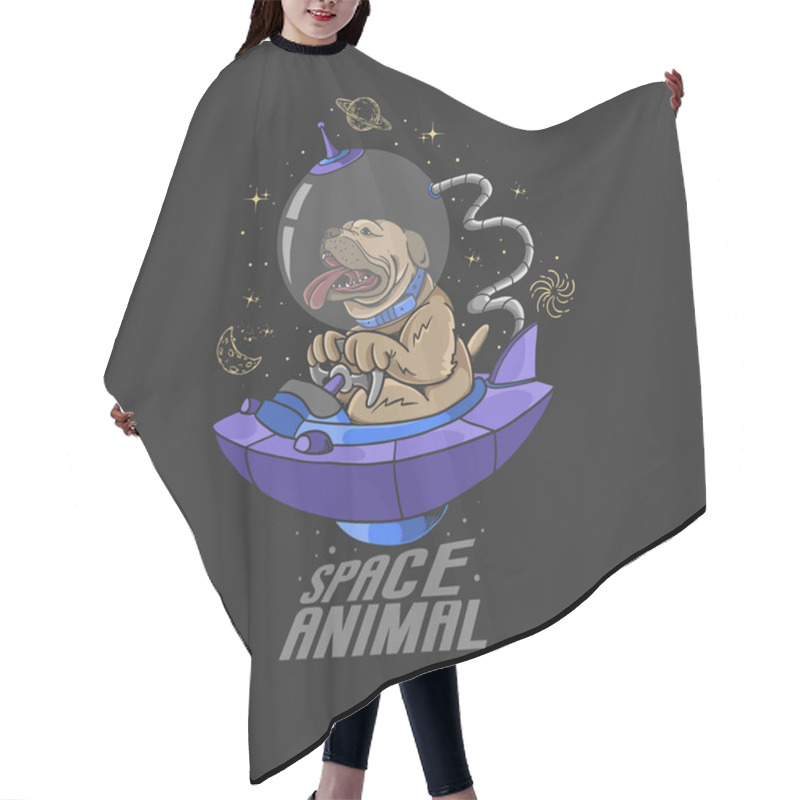 Personality  Cute Little Dog Spaceship Illustration Hair Cutting Cape