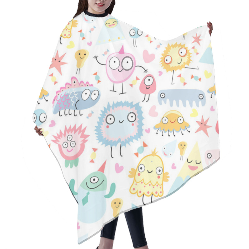 Personality  A Pattern Of Funny Monsters Hair Cutting Cape