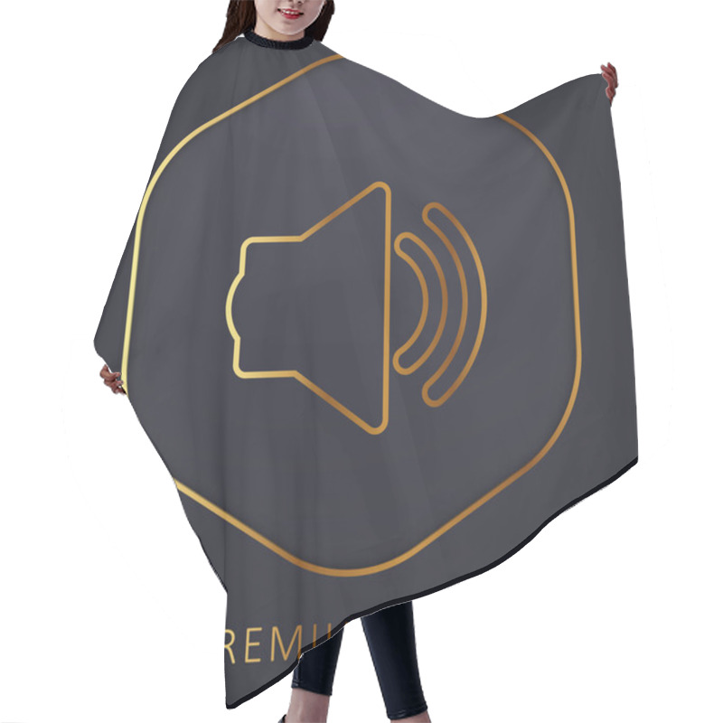 Personality  Big Speaker With Two Soundwaves Golden Line Premium Logo Or Icon Hair Cutting Cape