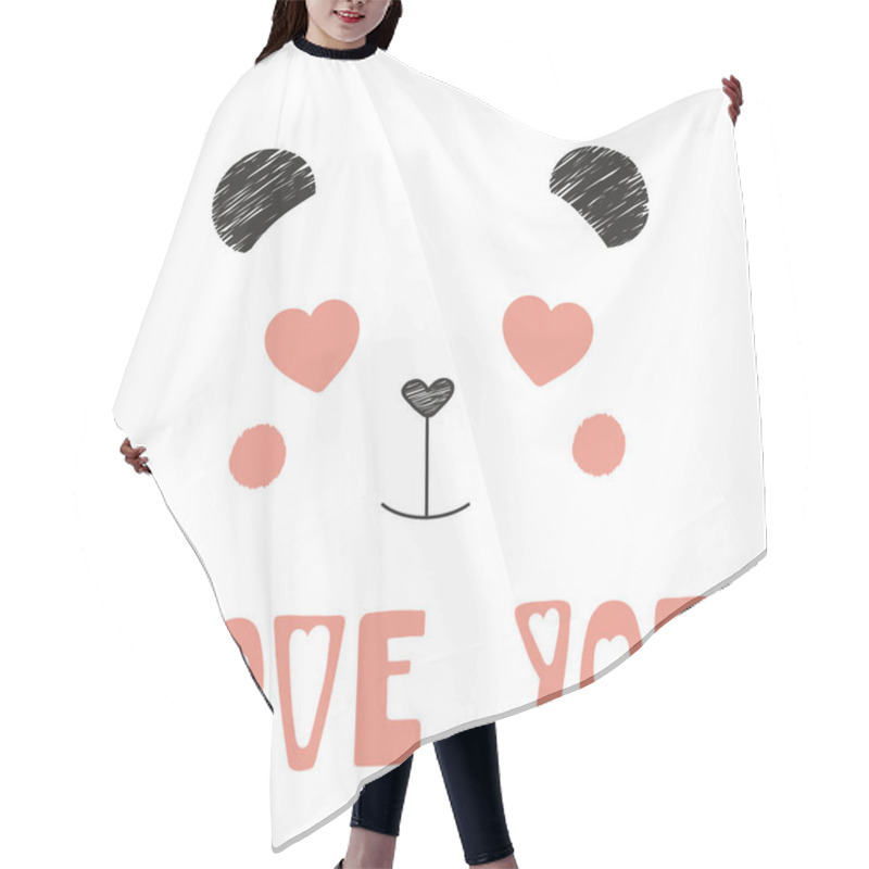 Personality  Cute Panda With Heart Shaped Eyes Hair Cutting Cape