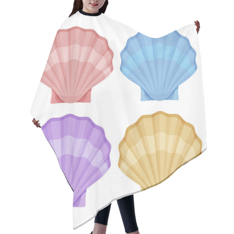 Personality  Closed Oyster Shells. Red Ribbed Sashes With Blue Shade Wave And Purple Seashells Luxury Yellow Decoration. Hair Cutting Cape