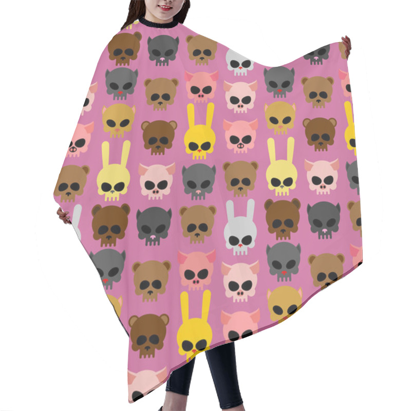 Personality  Cute Skulls Of Animals:  Rabbit And Cat, Bear And Pig. Seamless  Hair Cutting Cape