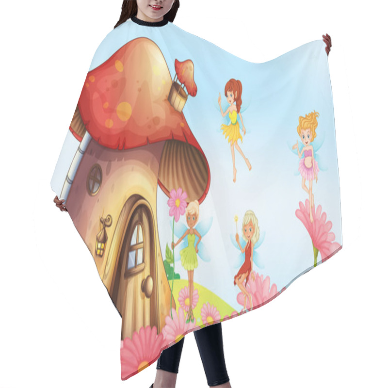 Personality  A Big Mushroom House With Fairies Hair Cutting Cape