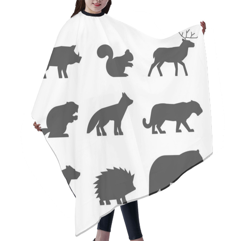 Personality  Vector Set Of Figures Of Wild Animals. Hair Cutting Cape