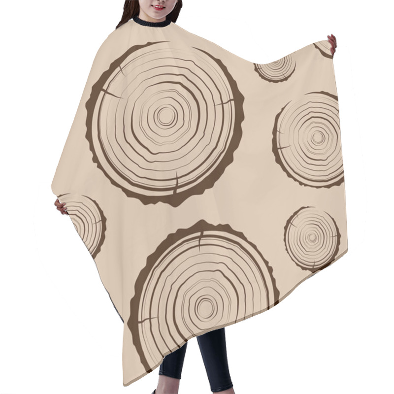 Personality  Tree Rings Seamless. A Simple Pattern. Saw Cut The Tree Trunk Background. Cross Section Of The Trunk With Tree Rings. Vector. Hair Cutting Cape