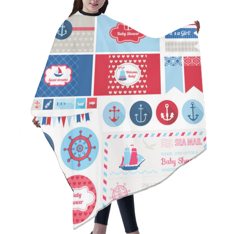 Personality  Scrapbook Design Elements - Baby Shower Nautical Theme Hair Cutting Cape