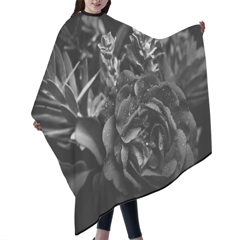 Personality  Black And White Bouquet Studio Backdrop Shot Hair Cutting Cape