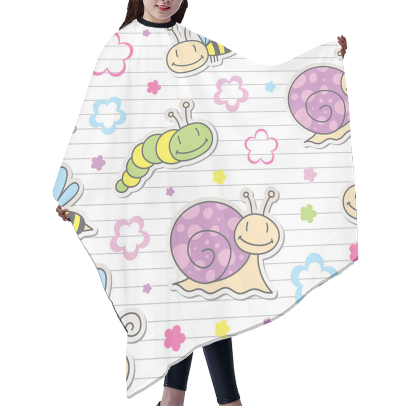 Personality  Pattern With Insects And Snails Hair Cutting Cape