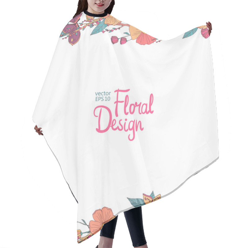 Personality  Floral Border With Flowers Berries And Butterfly Hair Cutting Cape