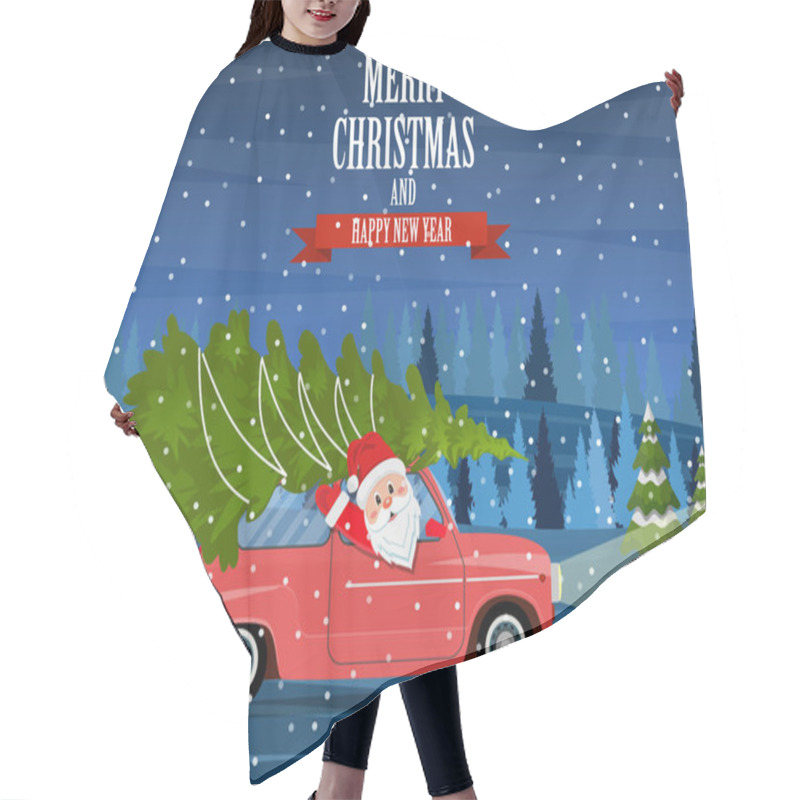 Personality  Merry Christmas Winter Illustration. Hair Cutting Cape