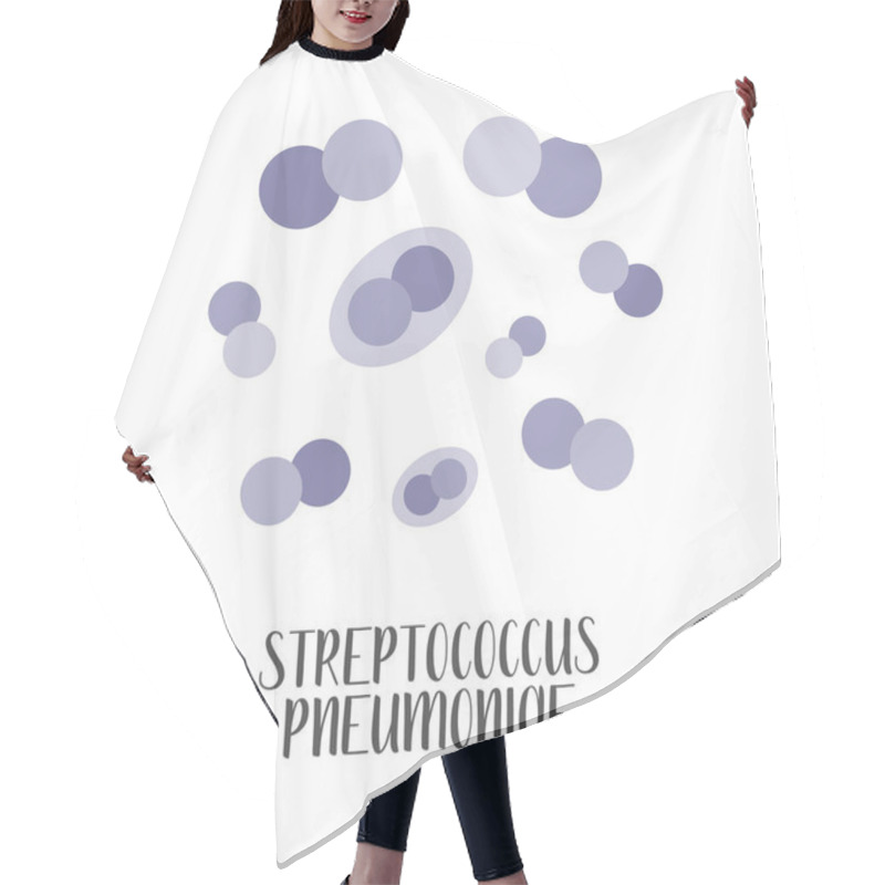 Personality  Streptococcus Pneumoniae, Pneumococcus, Pathogen. Spherical, Gram-positive Bacteria. Morphology. Microbiology. Vector Flat Illustration Hair Cutting Cape