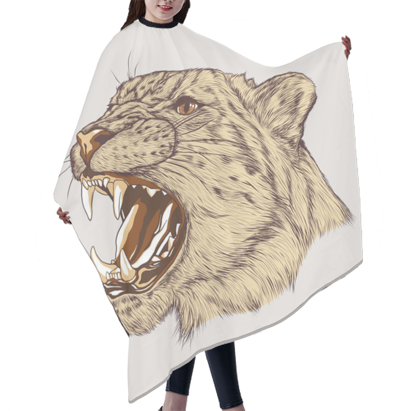 Personality  Leopard Face Tattoo. Angry Leopard Muzzle. Portrait Of A Snow Leopard Hair Cutting Cape