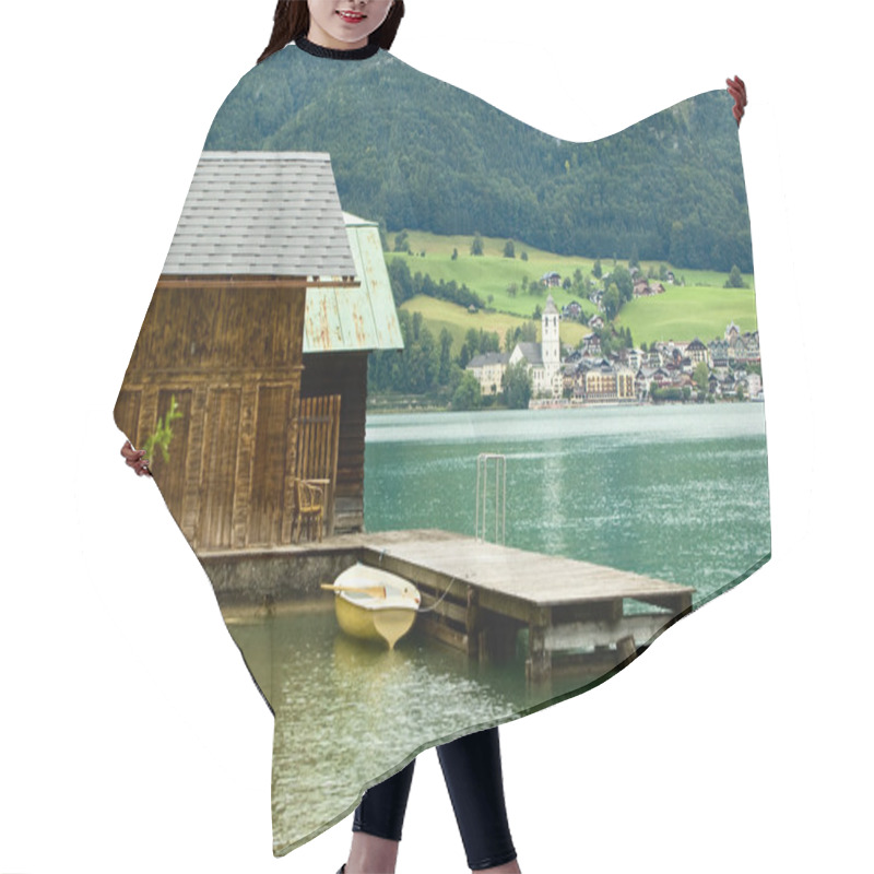 Personality  Lake Wolfgangsee In Upper Austria With Wooden Jetty Hair Cutting Cape