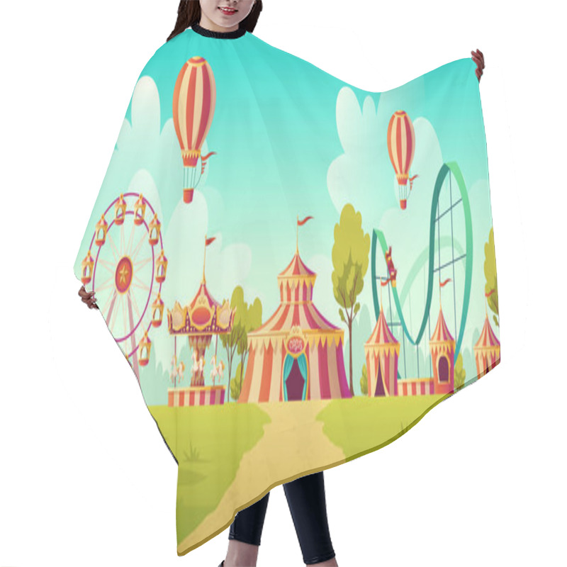 Personality  Amusement Park With Circus Tent And Carousel Hair Cutting Cape