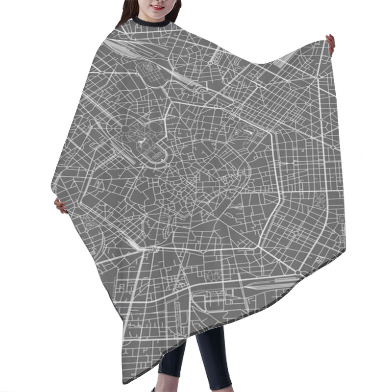 Personality  Milan City Plan, Detailed Vector Map Hair Cutting Cape