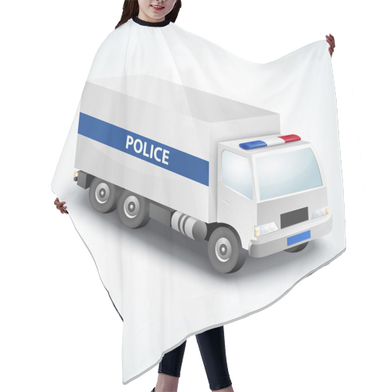 Personality  Illustration Of Police Truck Hair Cutting Cape