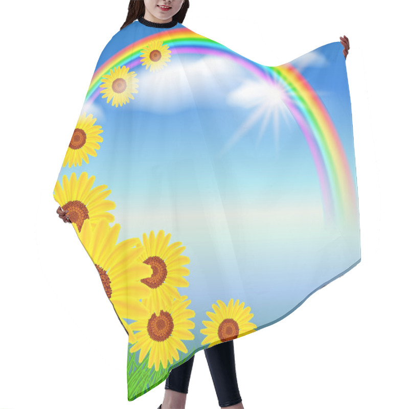 Personality  Sunflowers And Rainbow Hair Cutting Cape