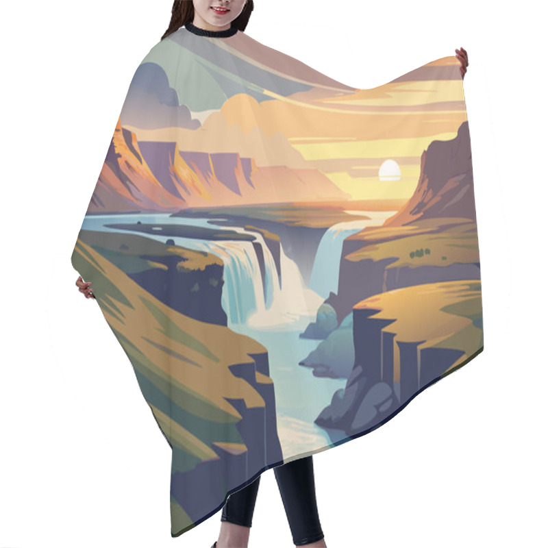 Personality  Beautiful Landscape Of Iceland. Vector Illustration Hair Cutting Cape