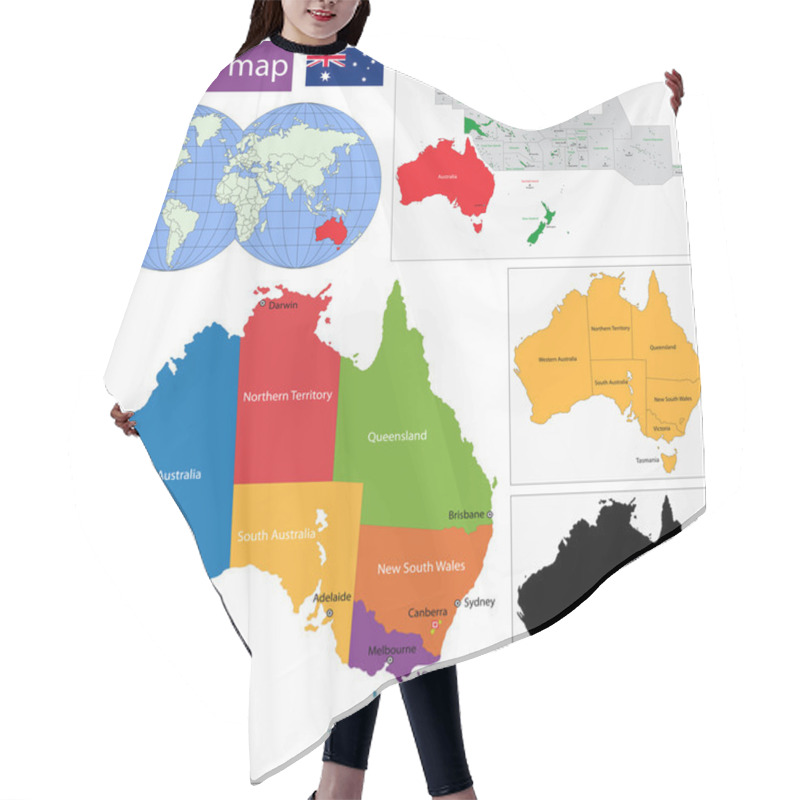 Personality  Australia Map Hair Cutting Cape