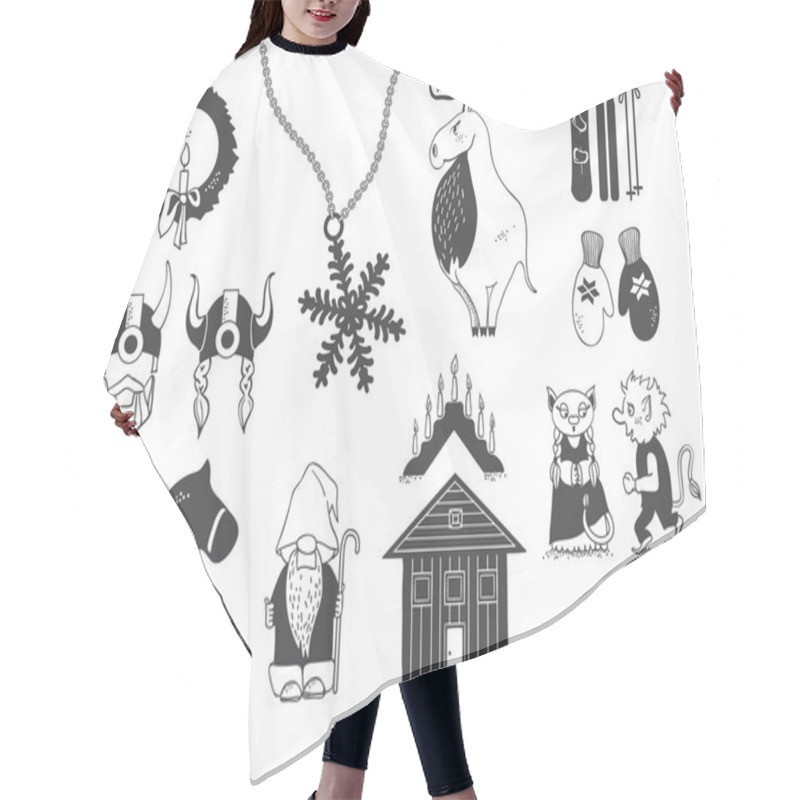 Personality  Set Of Attributes Of The Scandinavian Countries.Set With Design  Hair Cutting Cape