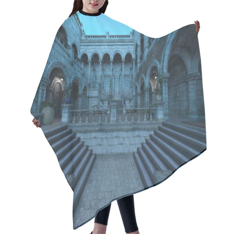 Personality  3D Rendering Of Historic Castle Hair Cutting Cape