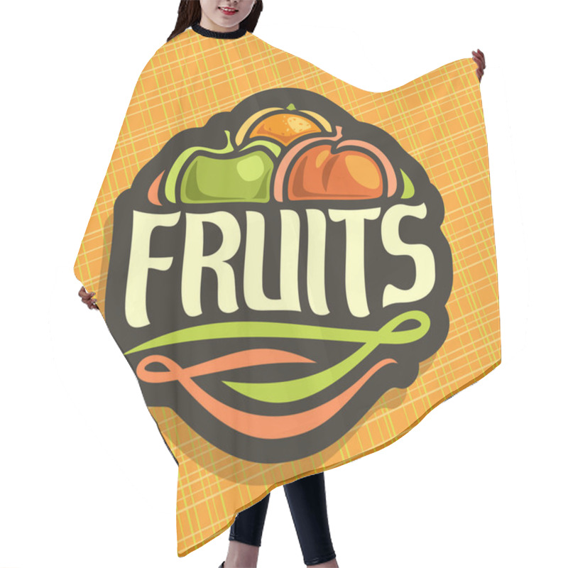 Personality  Vector Logo For Set Fresh Fruits. Hair Cutting Cape