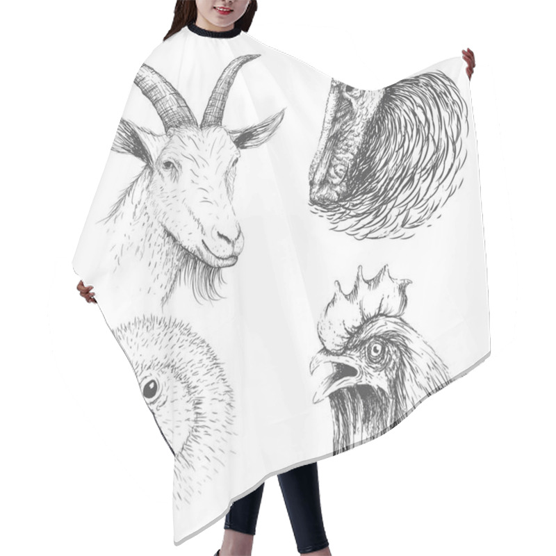 Personality  Collection Of Farm Animals Face Hair Cutting Cape