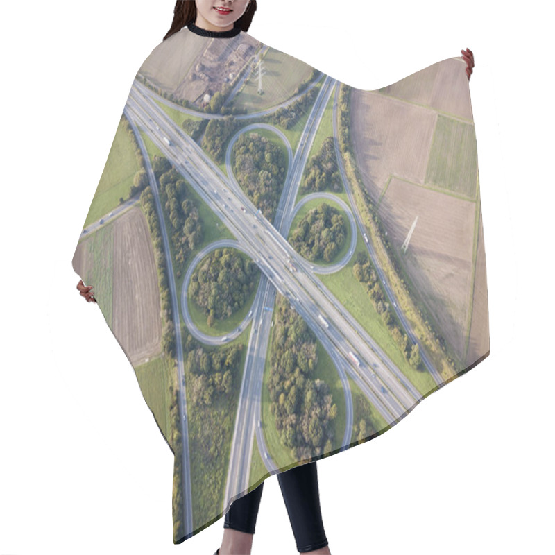 Personality  Highway Intersection Aerial View Hair Cutting Cape