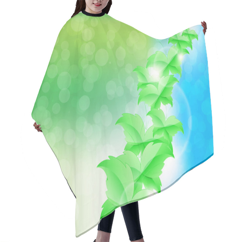 Personality  Green Leaf Butterflies Background Hair Cutting Cape