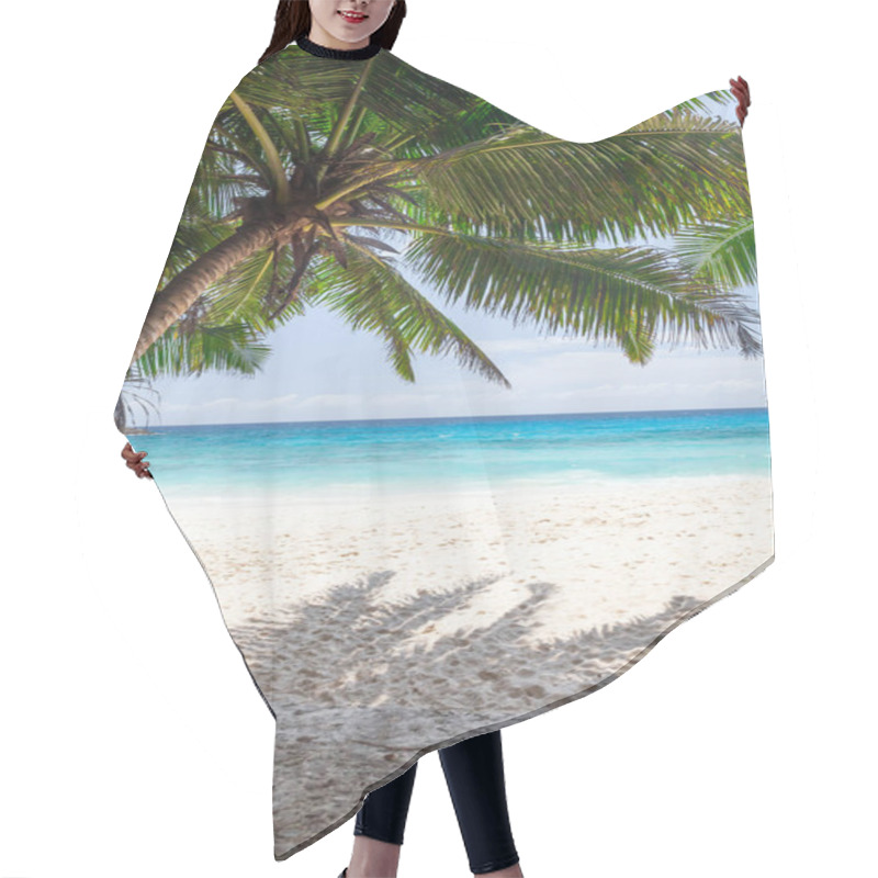 Personality  Tropical Beach With Palm Trees And Turquoise Sea Hair Cutting Cape