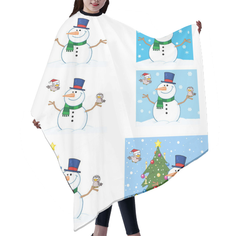 Personality  Snowman With A Cute Birds. Hair Cutting Cape