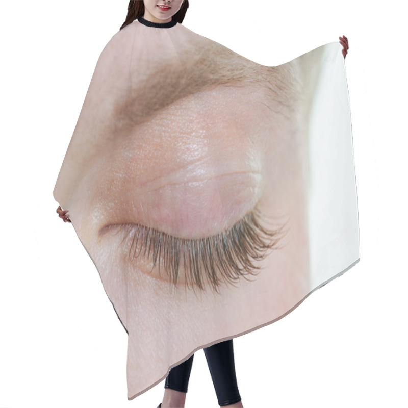 Personality  Macro Picture Of A Man Closed Eye Hair Cutting Cape