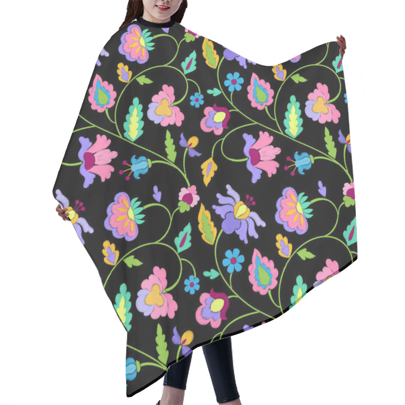 Personality  Fantasy Flowers Embroidery Seamless Pattern Hair Cutting Cape