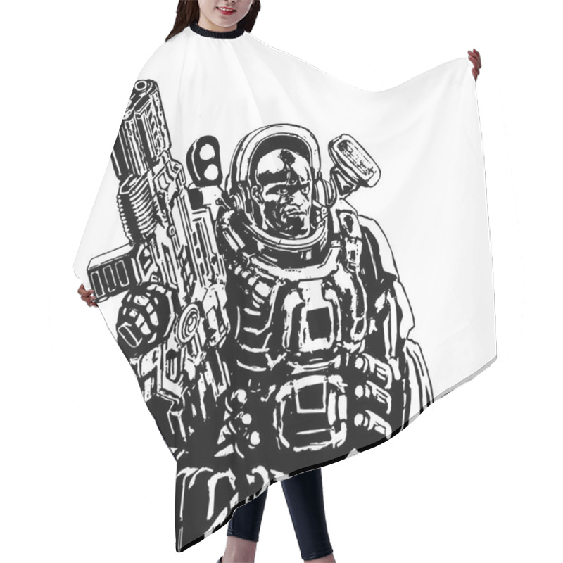 Personality  Heavy Space Marine. Vector Illustration. Hair Cutting Cape