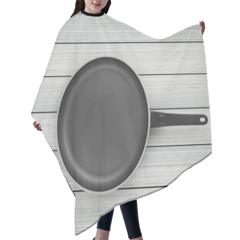 Personality  Top View Empty Pan On Table Background Hair Cutting Cape