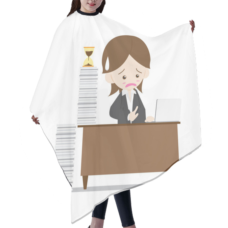 Personality  Business Woman In Busy Time Hair Cutting Cape