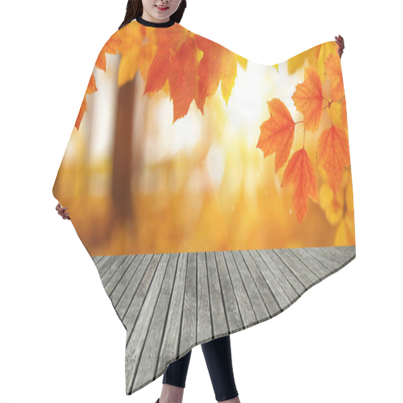 Personality  Wood Texture And Autumn Leaves  Hair Cutting Cape