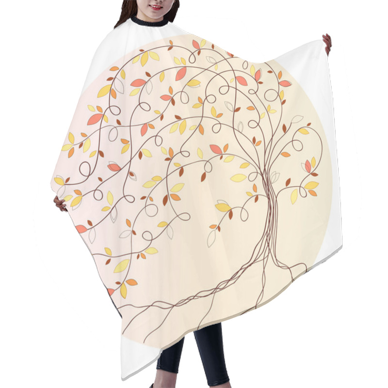 Personality  Stylized Vector Autumn Tree Hair Cutting Cape