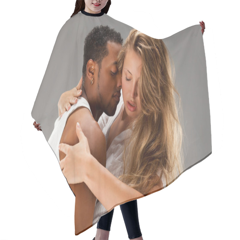 Personality  Young Couple Dances Caribbean Salsa Hair Cutting Cape