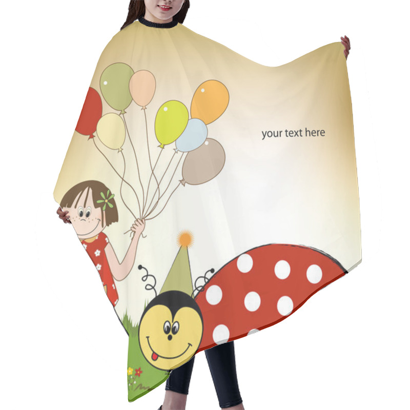 Personality  Happy Birthday Card With Ladybug Hair Cutting Cape