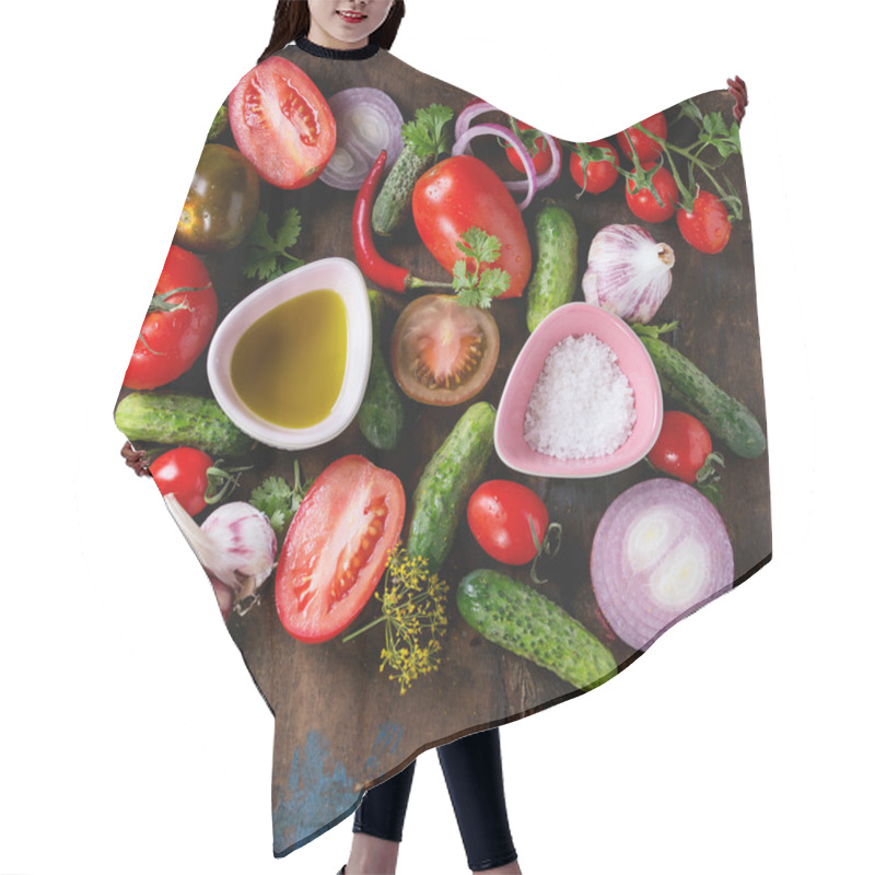 Personality  Background With Tomatoes And Cucumbers Hair Cutting Cape