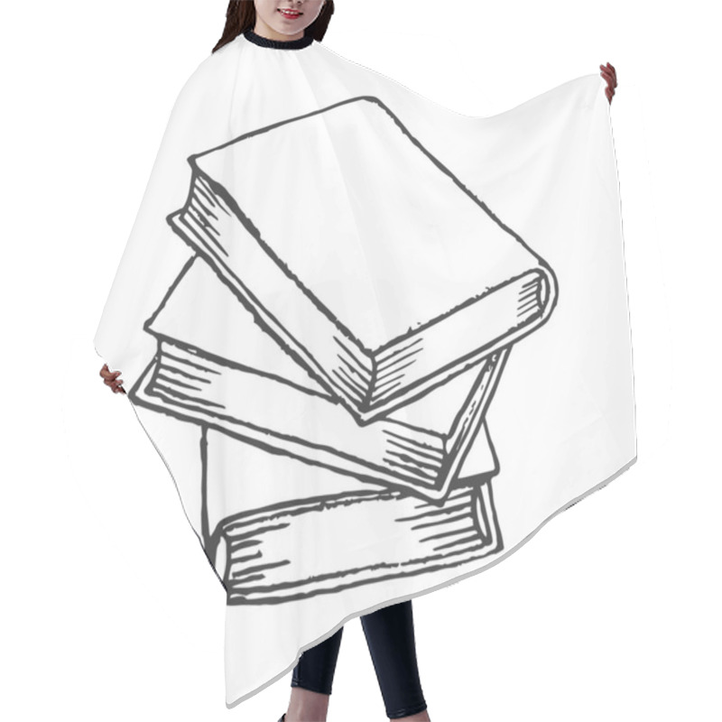 Personality  Stack Of Books Sketch. Hand Drawn Books. Vector Hair Cutting Cape