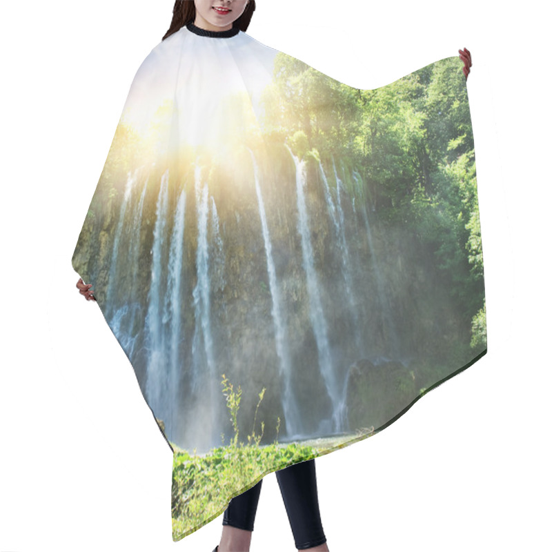 Personality  Sunrise Over Waterfall In Wild Forest Hair Cutting Cape