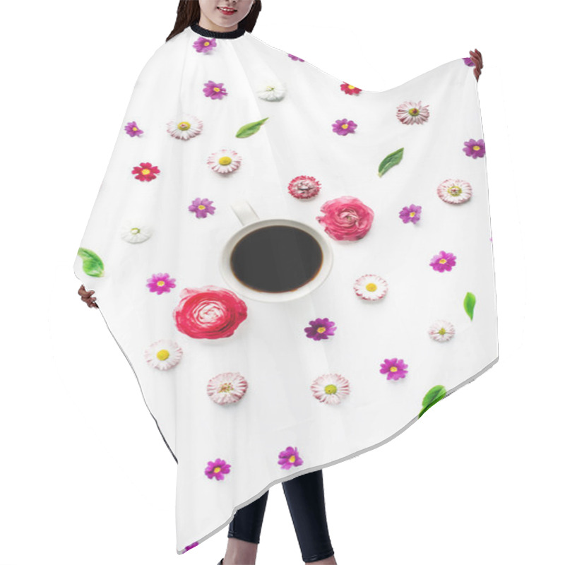 Personality  Cup Of Coffee And Flower Bud Pattern Hair Cutting Cape