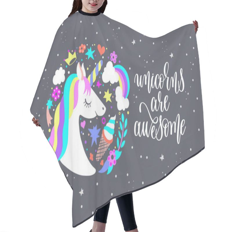 Personality  Unicorns Are Awesome - Art Poster With Unicorn Hair Cutting Cape