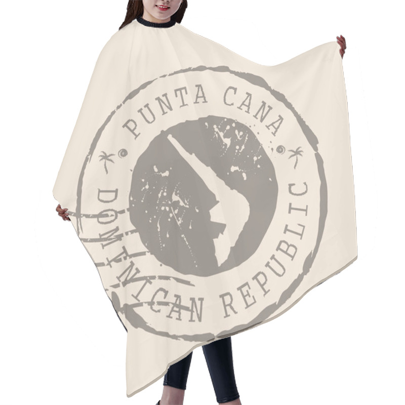 Personality  Stamp Postal Of Punta Cana Is City Of Dominican Republic. Map Silhouette Rubber Seal.  Design Retro Travel. Seal  Map Of Punta Cana Grunge  For Your Design. EPS10 Hair Cutting Cape