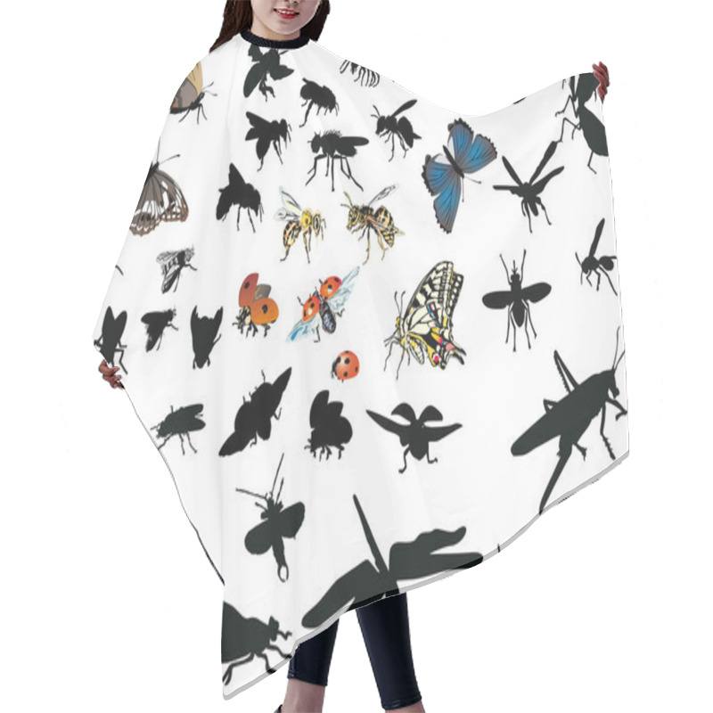 Personality  Set Of Isolated Flying Insects Hair Cutting Cape